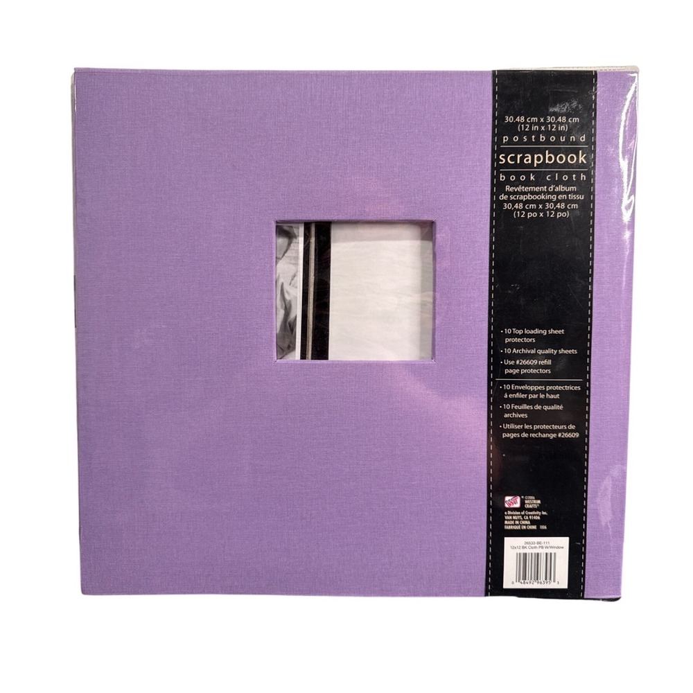 Westrim Crafts Purple Book Cloth 12x12 Postbound Scrapbook Window 26533-BE-111